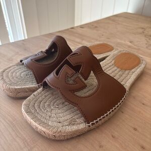Gucci Espadrille Sandals with Brown Leather: Size 11 Men’s US